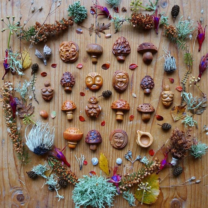 Artista transforma caroços de abacate em lindos espíritos da floresta