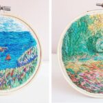 Bordados lindamente coloridos baseados em pinturas impressionistas