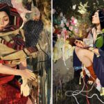 Pinturas de mulheres serenas cercadas por um belo caos de cor
