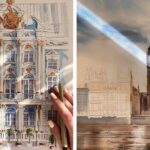 Pinturas em aquarela capturam a magia de passear pelas antigas cidades europeias