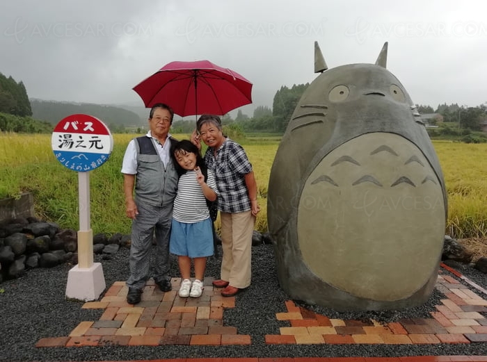 Avós japoneses criam Totoro em tamanho real com ponto de ônibus para seus netos