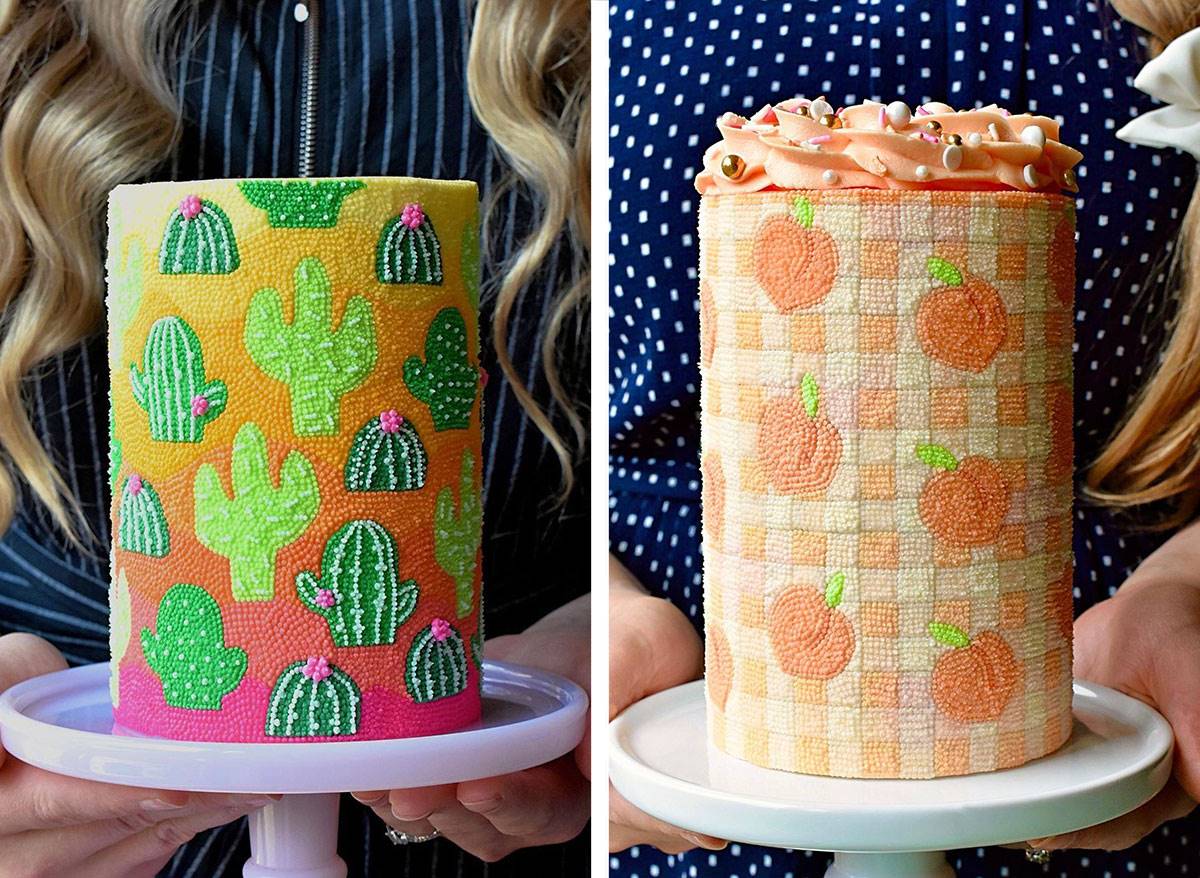 Bolos coloridos e decorados à mão uma verdadeira obra de arte