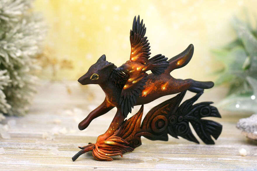 Animais fantásticos em escultura