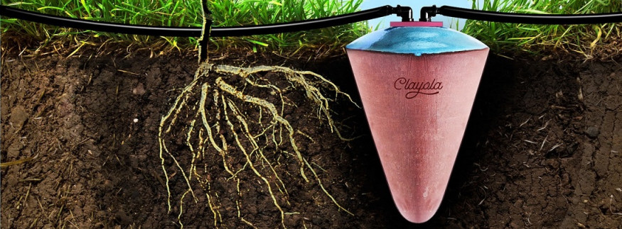 Pote de cerâmica irriga plantas durante um mês