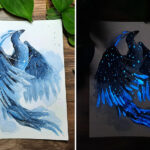 Animais em aquarela que brilham no escuro