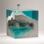 Esculturas de mares luminosos de vidro em camadas