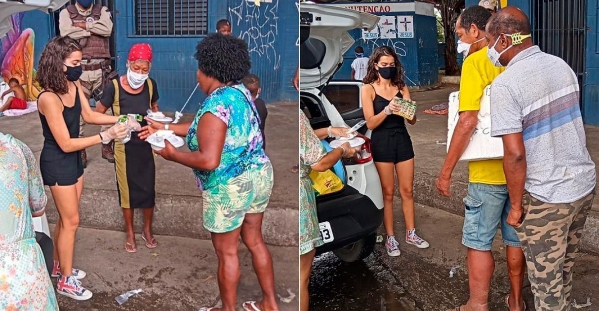 Menina celebra aniversário de 15 anos doando quentinhas para famílias carentes