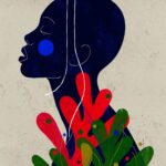 Retratos coloridos celebram a diversidade com linhas e formas geométricas