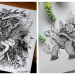 Artista faz desenhos inspiradores