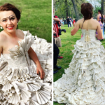 Adolescente faz seu vestido de baile com livros antigos de Harry Potter