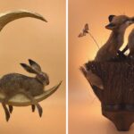 Criaturas da floresta ganham vida em esculturas