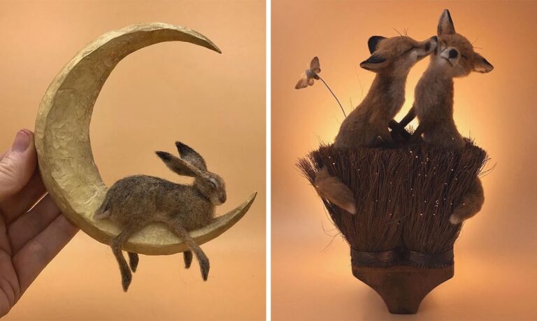 Criaturas da floresta ganham vida em esculturas