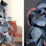 Figuras fragmentadas conectam muitos momentos no tempo