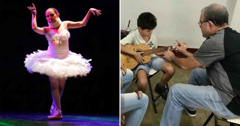 Bailarina cria projeto que leva aulas de balé e violão para surdos e cegos