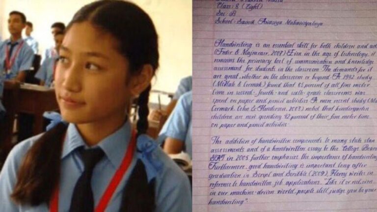 Menina nepalesa ganha prêmio por ter a caligrafia mais perfeita