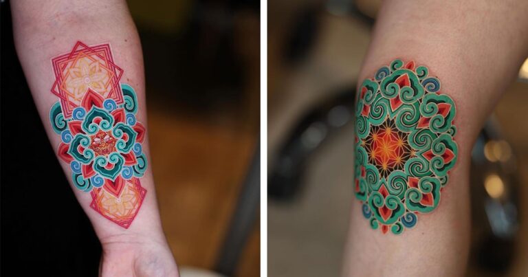 Artista cria tatuagens vibrantes