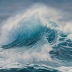 Pinturas a óleo capturam a dualidade do poder e da tranquilidade do oceano