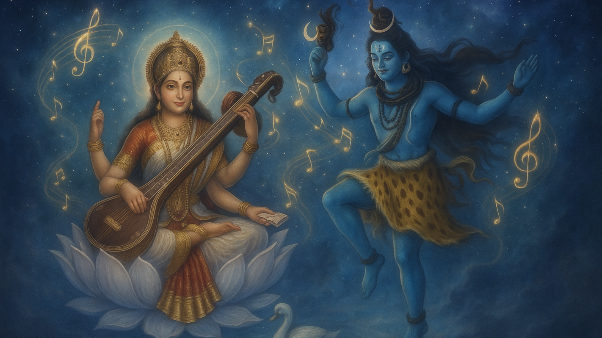 A Criação da Música: Deusa Saraswati e a Disputa com Shiva