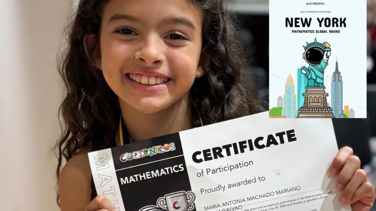 Com destaque de superdotada, Maria Antônia, conquista medalha de Matemática nos EUA
