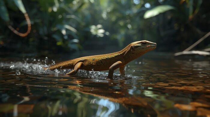 O lagarto que anda na água