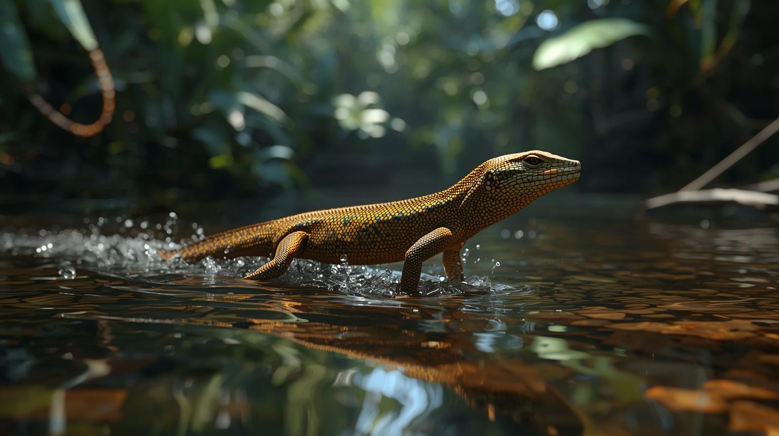 O lagarto que anda na água