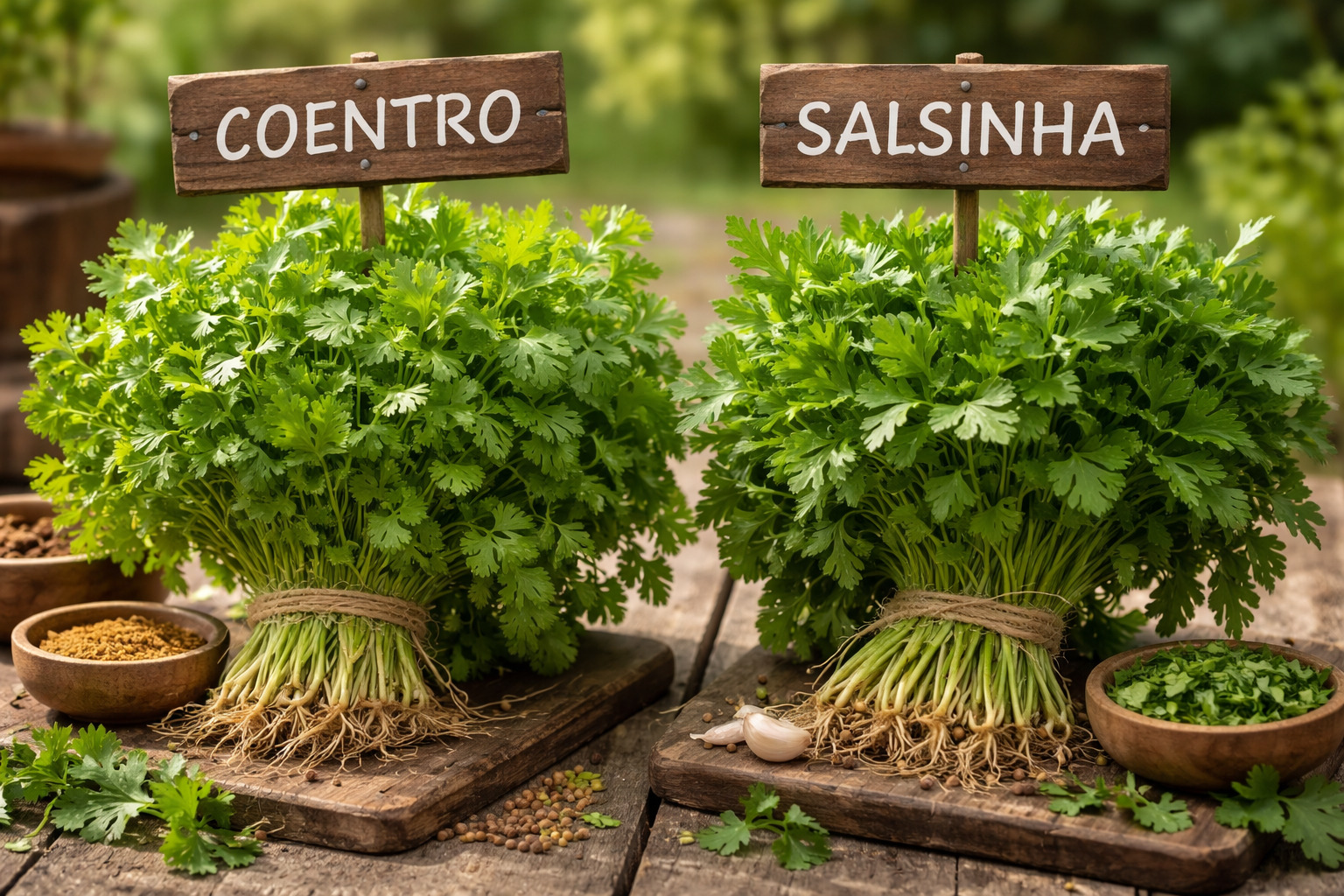 O que realmente diferencia salsinha de coentro?