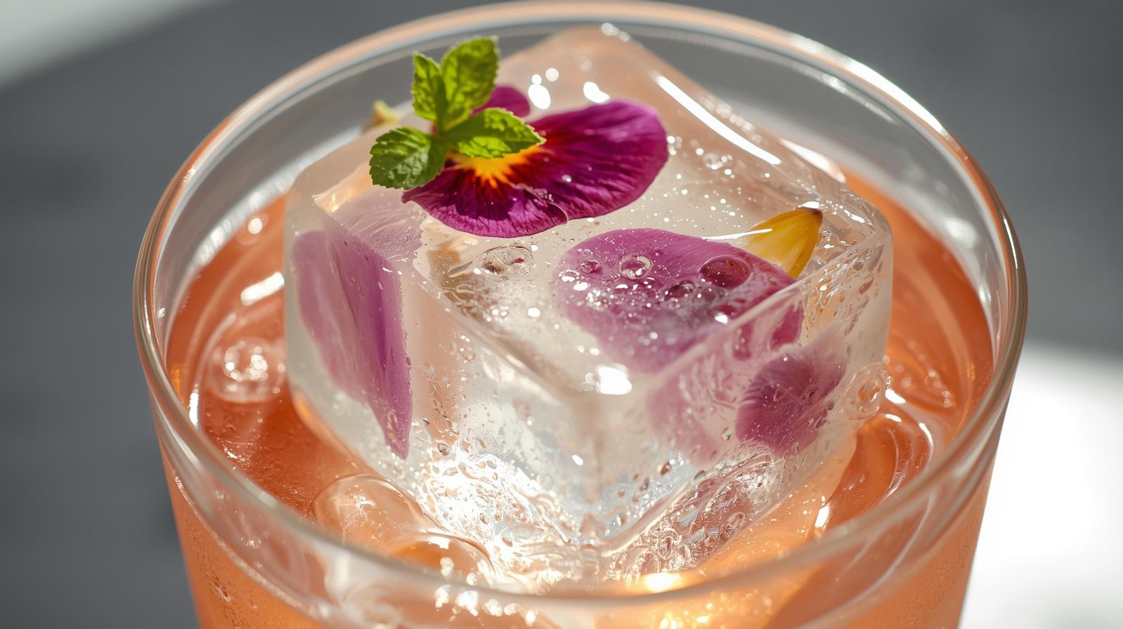 Gelo decorado com ervas