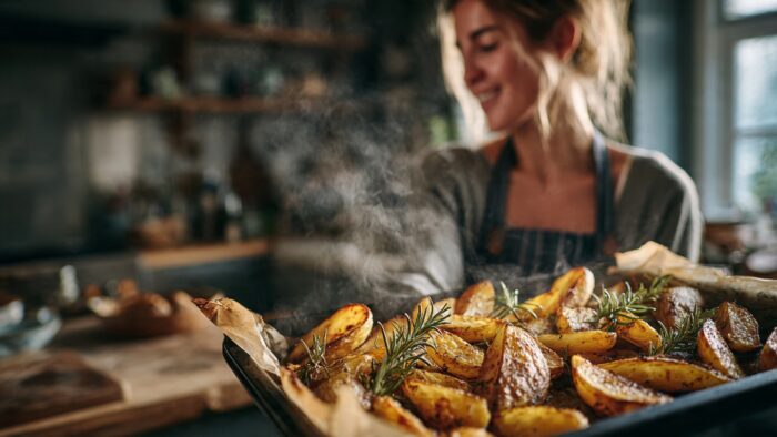 O toque aromático do alecrim que transforma batatas simples em um acompanhamento especial
