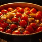 O preparo lento do tomate assado no azeite