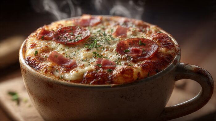 Receita rápida de pizza de caneca no micro-ondas