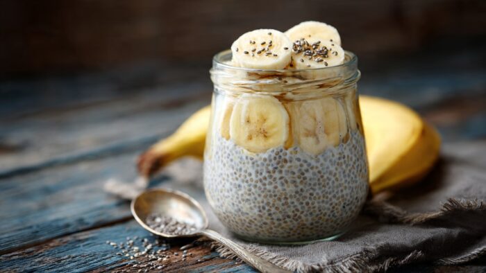 Creme gelado de banana e chia
