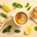 Chá verde leve com limão siciliano refrescante e saudável