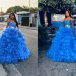 Aluna cria vestido com 800 sacolas e viraliza